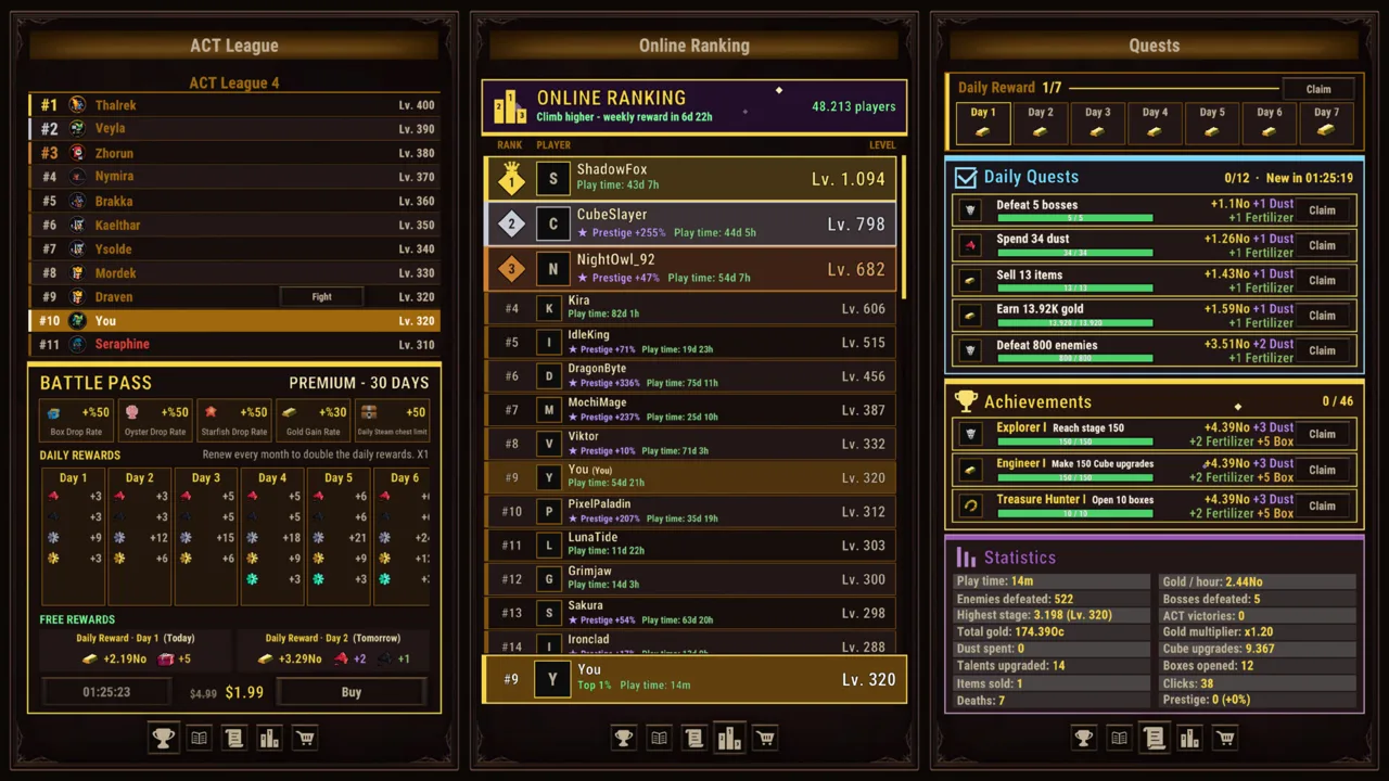 Task Bar Cube — Build Around Combat Skills and Talents